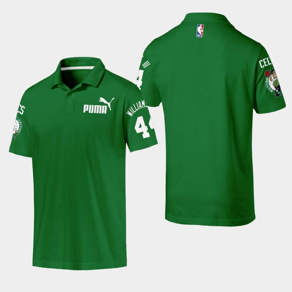 Men's Boston Celtics #44 Robert Williams III Green Essentials Polo BAC42E5I
