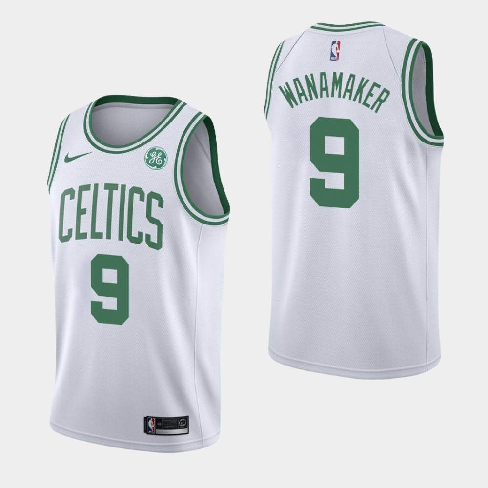 Men's Boston Celtics #9 Brad Wanamaker White 2019-20 GE Patch Association Jersey QYU43E3Y