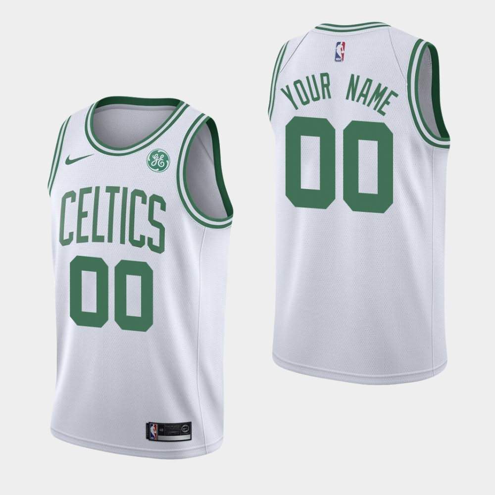 Men's Boston Celtics #00 Custom White 2019-20 GE Patch Association Jersey RCZ45E4X