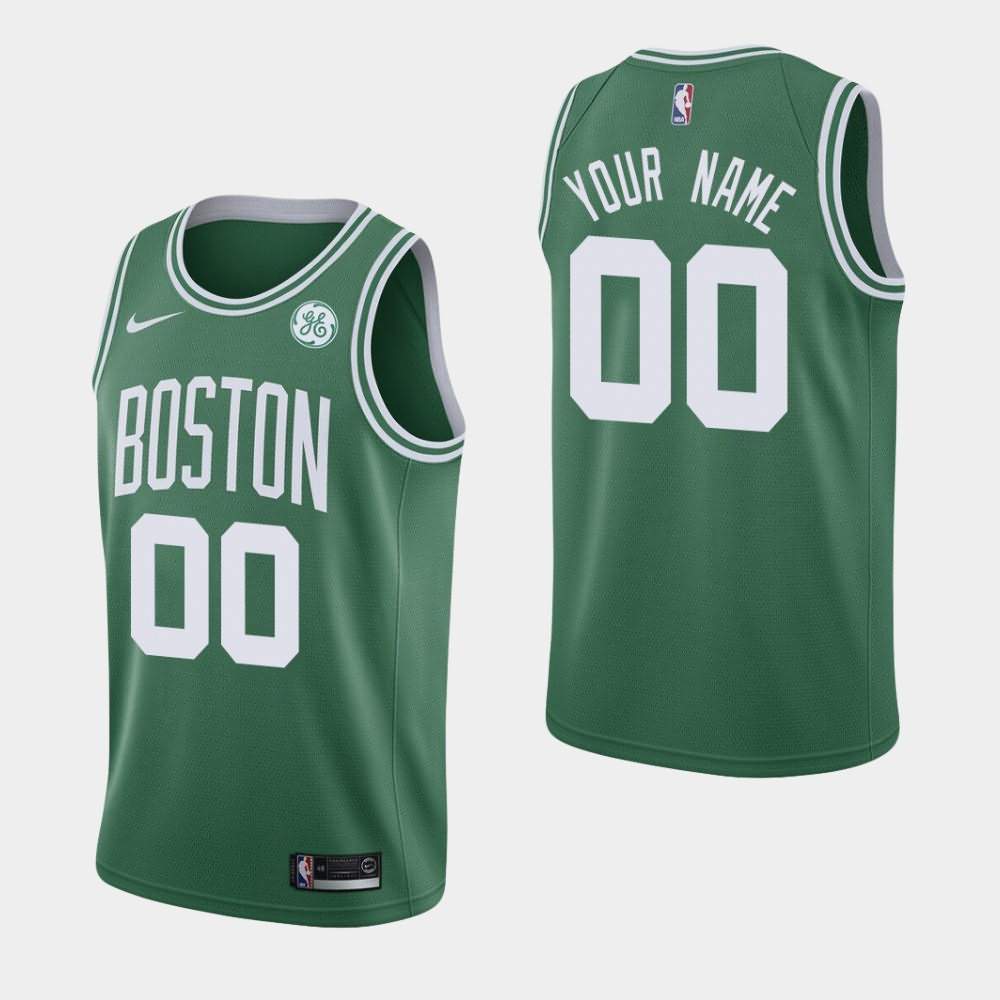 Men's Boston Celtics #00 Custom Green 2019-20 GE Patch Icon Jersey BWW04E1R