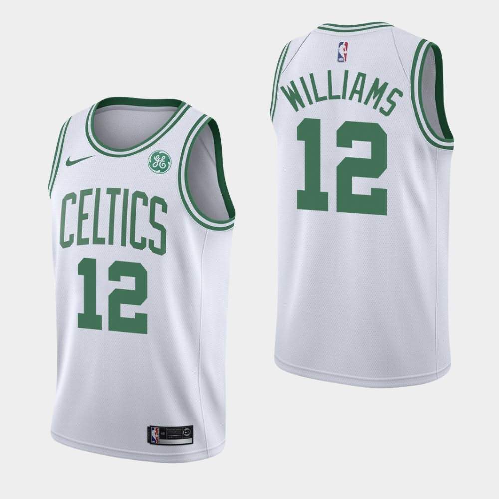 Men's Boston Celtics #12 Grant Williams White 2019-20 GE Patch Association Jersey DQE48E7J