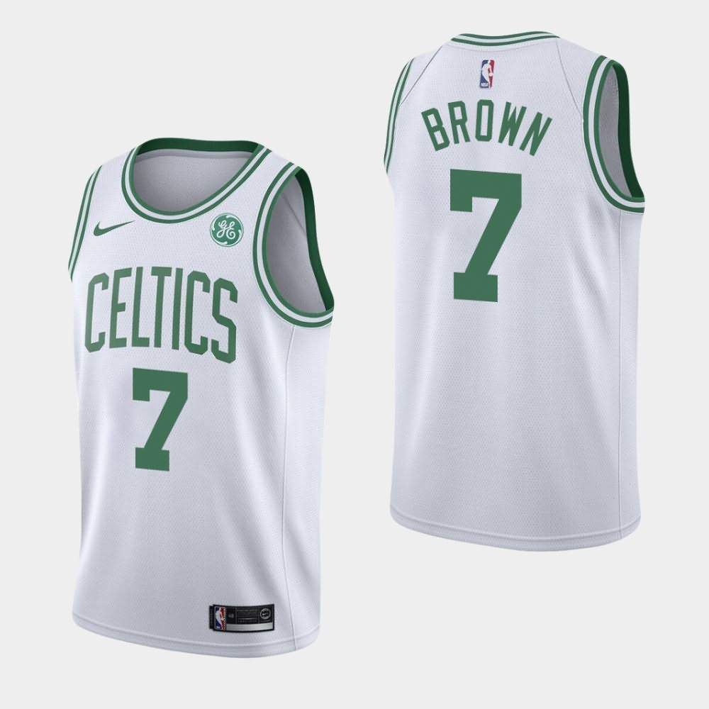 Men's Boston Celtics #7 Jaylen Brown White 2019-20 GE Patch Association Jersey JMI10E2O