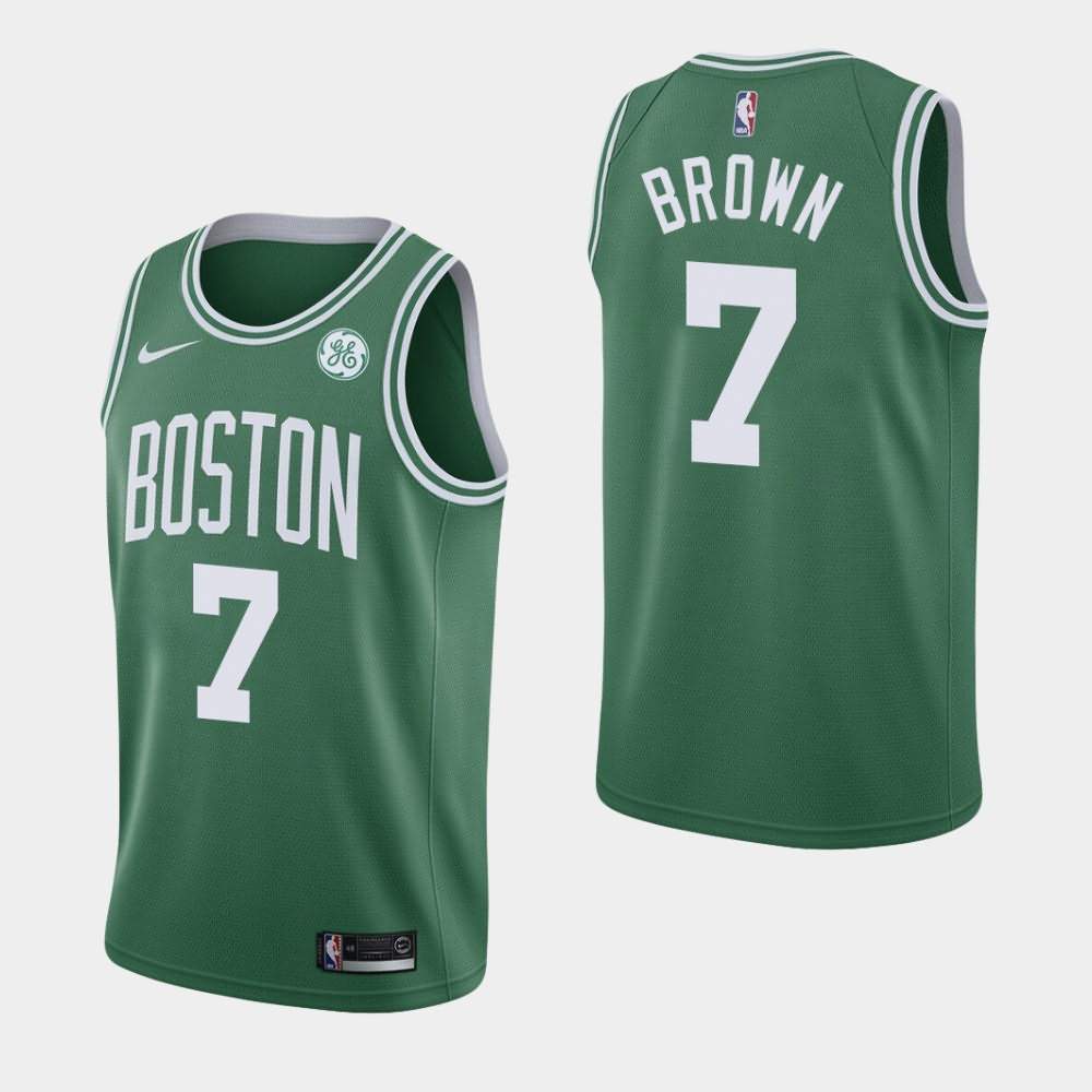 Men's Boston Celtics #7 Jaylen Brown Green 2019-20 GE Patch Icon Jersey NKU02E4D