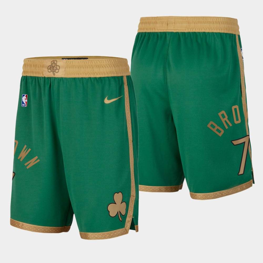 Men's Boston Celtics #7 Jaylen Brown Green 2019-20 Basketball City Shorts ZWV70E8Z