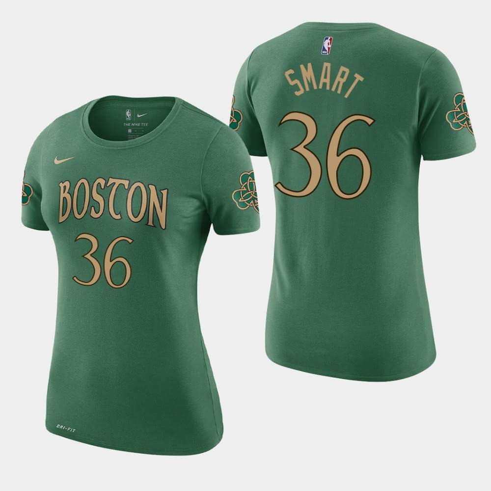 Women's Boston Celtics #36 Marcus Smart Kelly Green 2019-20 City T-Shirt DFJ70E5A