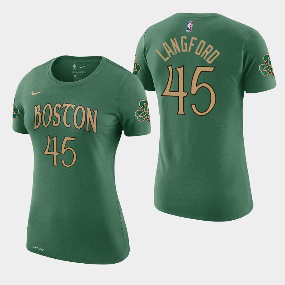 Women's Boston Celtics #45 Romeo Langford Kelly Green 2019-20 City T-Shirt FJK54E7H