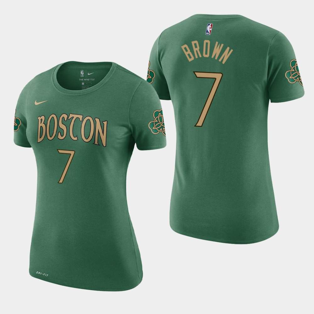 Women's Boston Celtics #7 Jaylen Brown Kelly Green 2019-20 City T-Shirt PCP03E0G