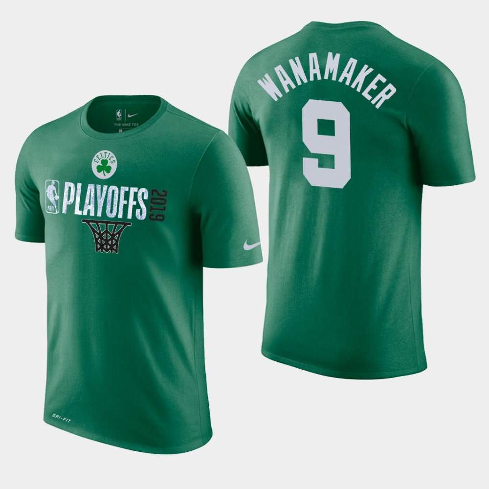 Men's Boston Celtics #9 Bradley Wanamaker Green 2019 Net NBA Playoffs T-Shirt RBC64E5F