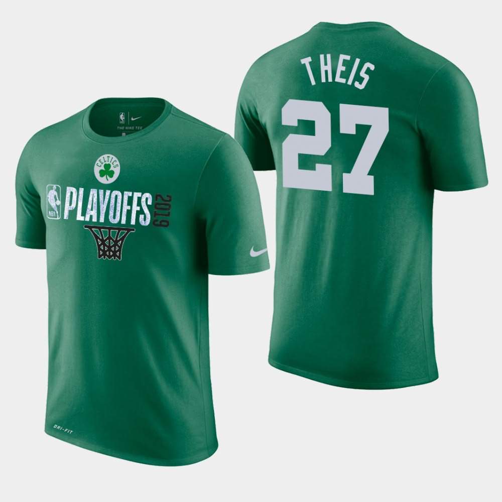 Men's Boston Celtics #27 Daniel Theis Green 2019 Net NBA Playoffs T-Shirt EIH66E8V