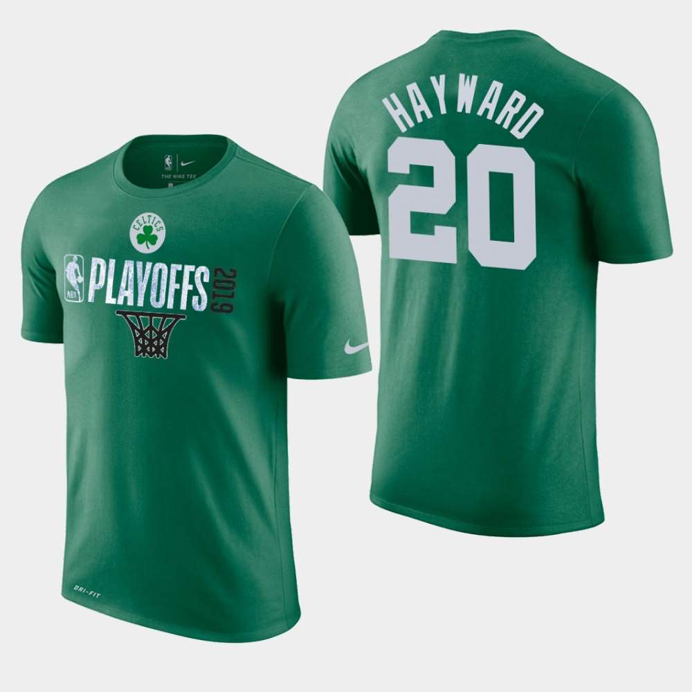 Men's Boston Celtics #20 Gordon Hayward Green 2019 Net NBA Playoffs T-Shirt EYA57E5Y