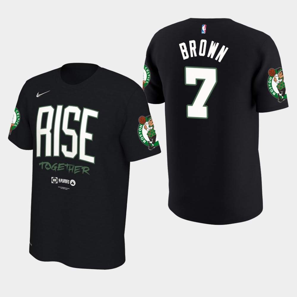 Men's Boston Celtics #7 Jaylen Brown Black 2019 Team Mantra NBA Playoffs Bound T-Shirt JUY71E5W