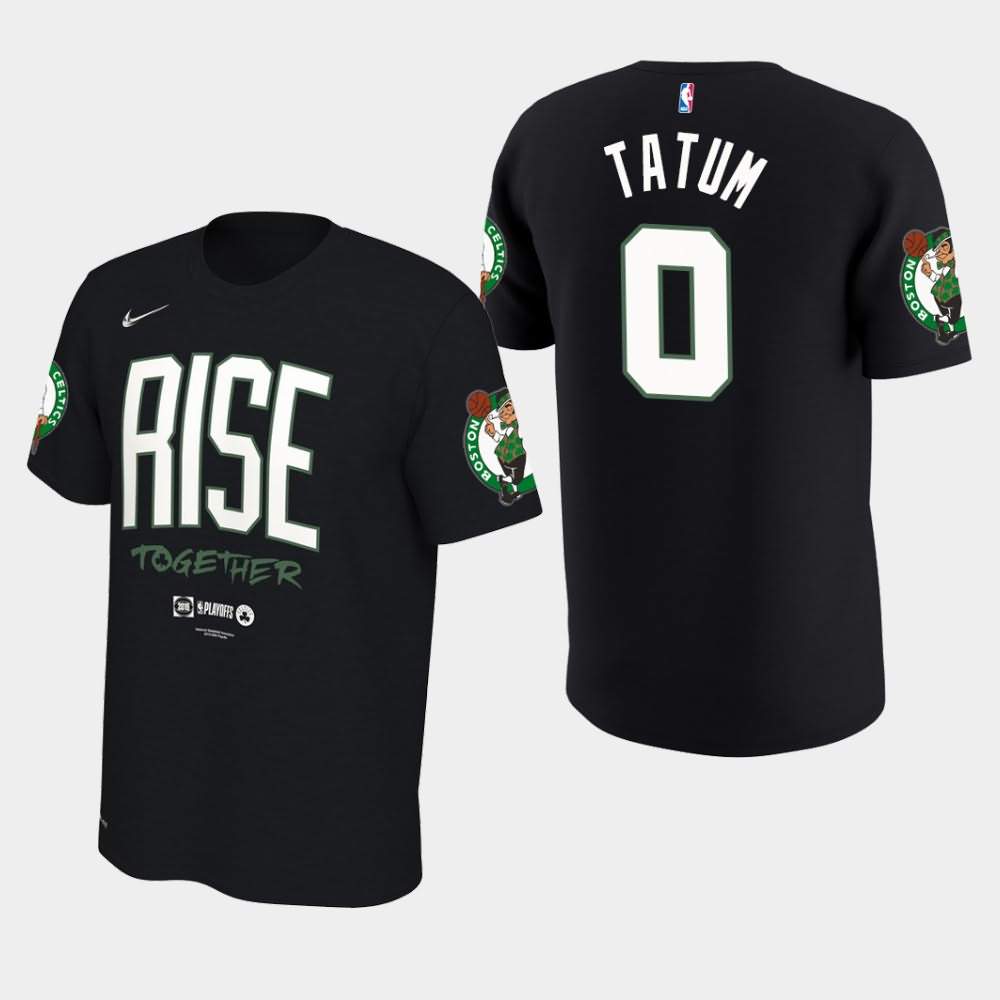 Men's Boston Celtics #0 Jayson Tatum Black 2019 Team Mantra NBA Playoffs Bound T-Shirt IMF70E7L
