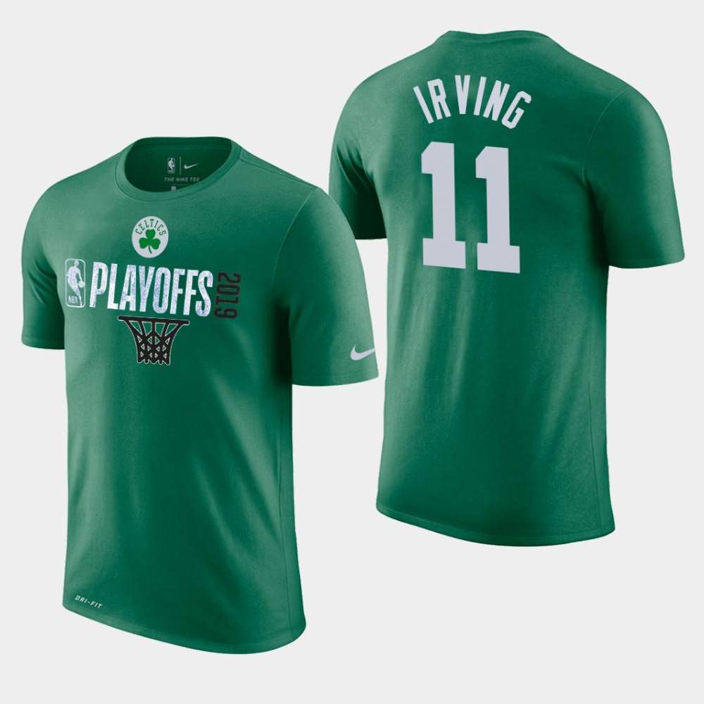 Men's Boston Celtics #11 Kyrie Irving Green 2019 Net NBA Playoffs T-Shirt AAQ70E5U