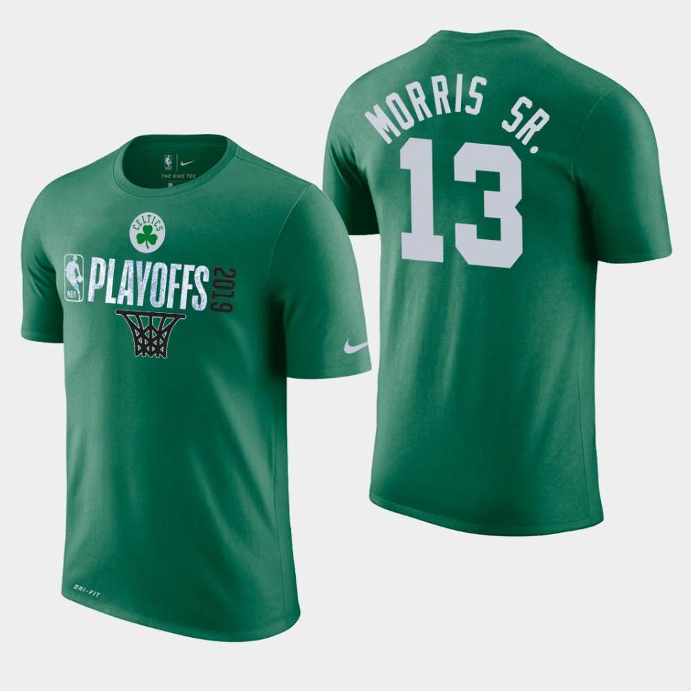Men's Boston Celtics #13 Marcus Morris Sr. Green 2019 Net NBA Playoffs T-Shirt PNY50E2V