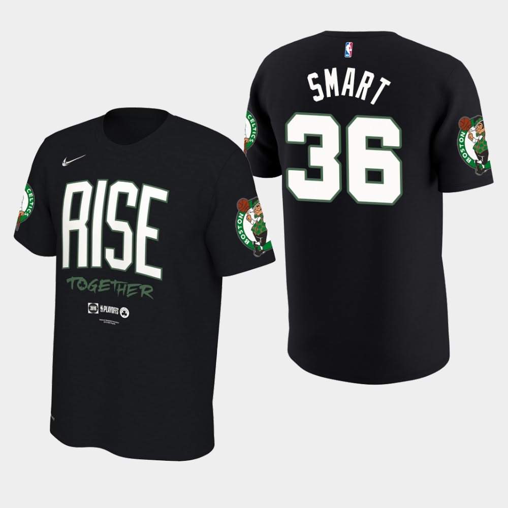 Men's Boston Celtics #36 Marcus Smart Black 2019 Team Mantra NBA Playoffs Bound T-Shirt ZXM08E1I
