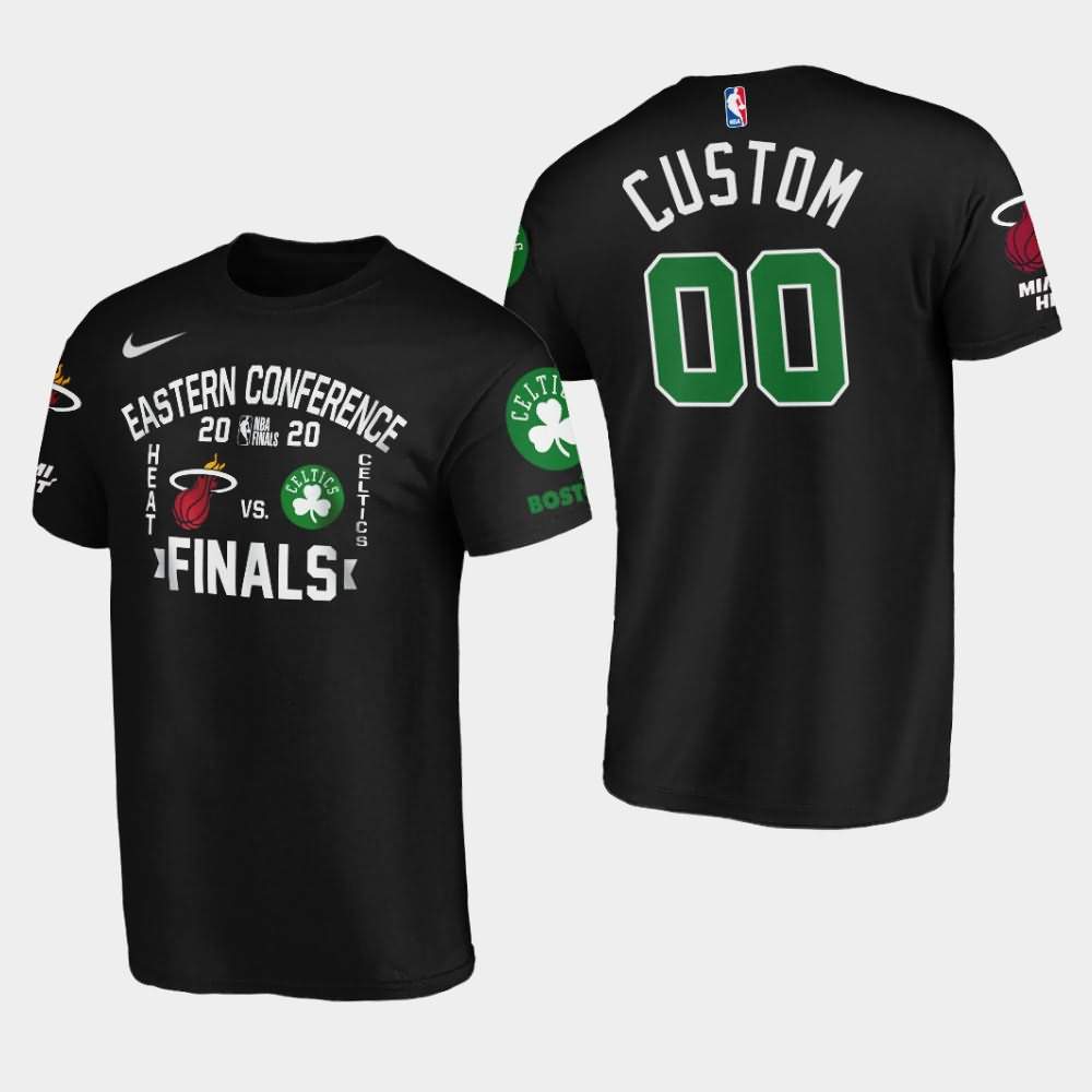 Men's Boston Celtics #00 Custom Black Matchup Trap 2020 Eastern Conference Finals T-Shirt FSQ01E2Y