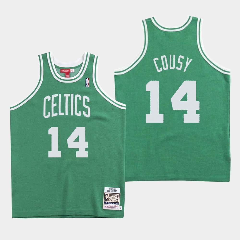 Men's Boston Celtics #14 Bob Cousy Green Knit - Clot X Mitchell & Ness Jersey EUT61E6N