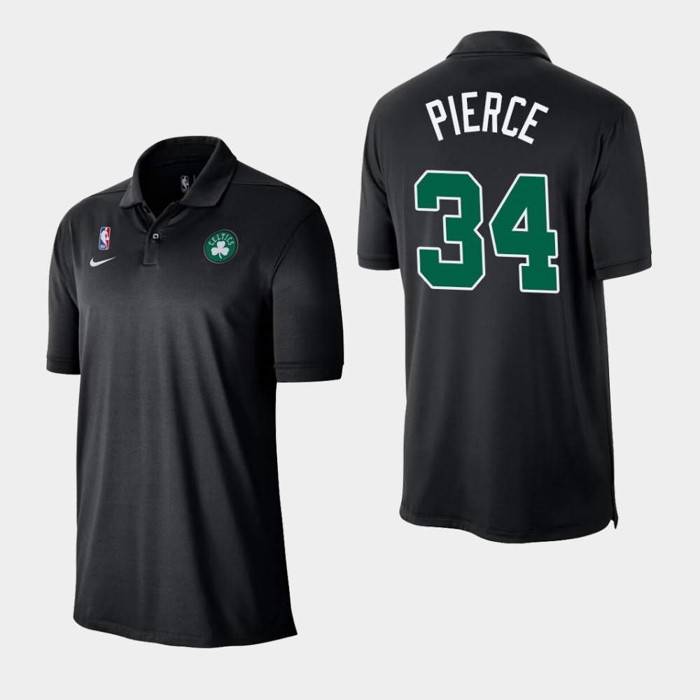 Men's Boston Celtics #34 Paul Pierce Black Nike Statement Polo DKC85E0T