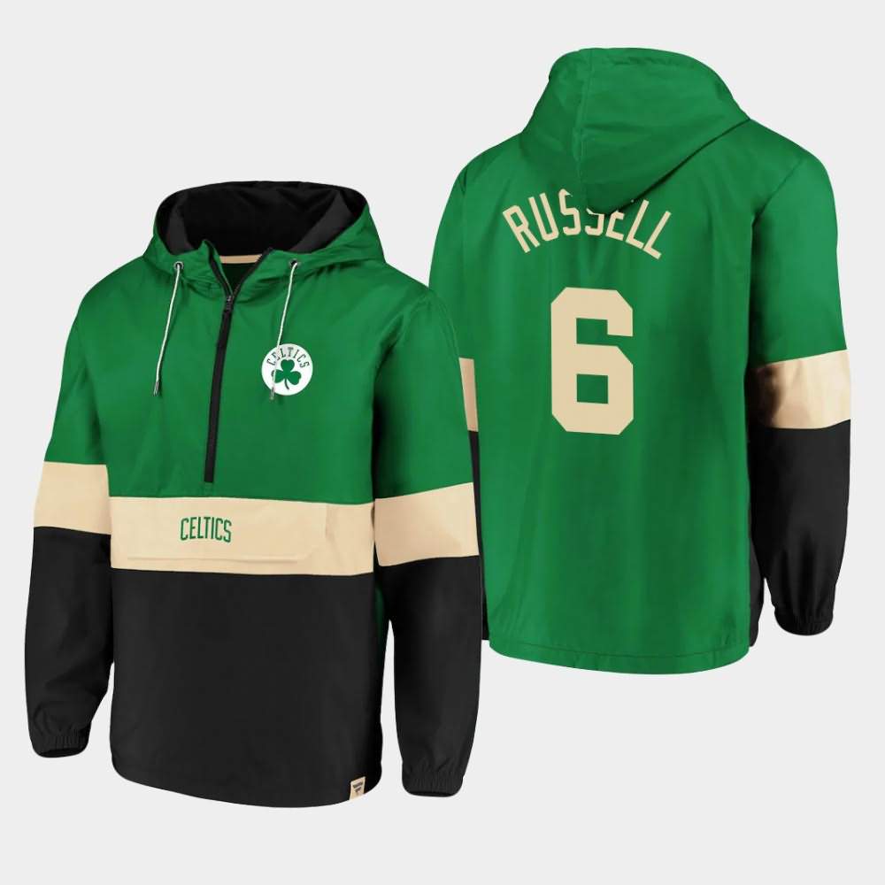 Men's Boston Celtics #6 Bill Russell Kelly Green Black Anorak Hoodie Windbreaker Windbreaker Classics Lead Blocker Jacket JKF03E8S