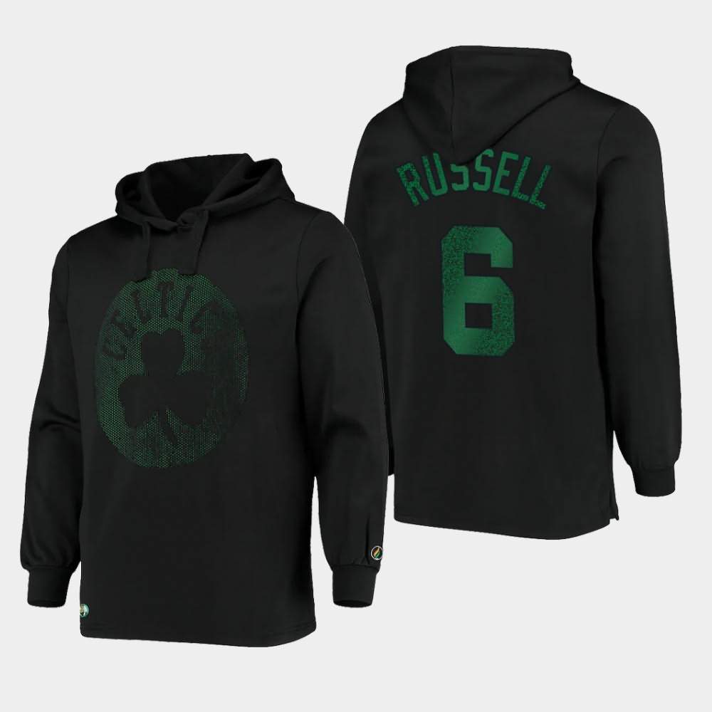Men's Boston Celtics #6 Bill Russell Black Pullover Contrast Perforated Hoodie XHU53E4Z