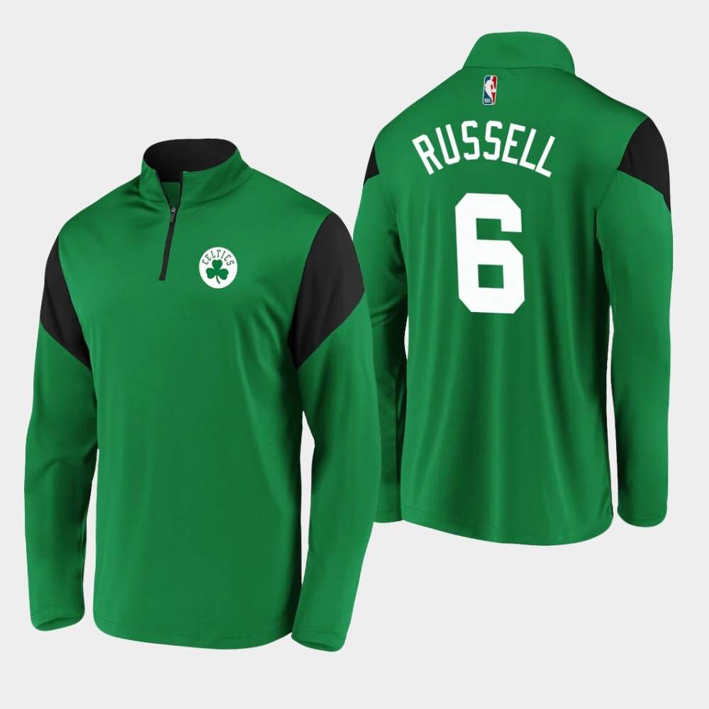 Men's Boston Celtics #6 Bill Russell Kelly Green Color Block Quarter-Zip Primary Logo Jacket ADK86E0A