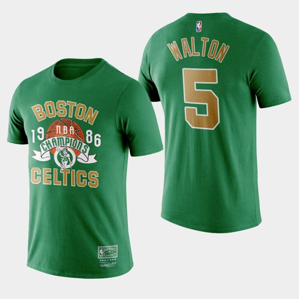 Men's Boston Celtics #5 Bill Walton Green 34th Anniversary 1986 Finals Championship T-Shirt IMX25E4O
