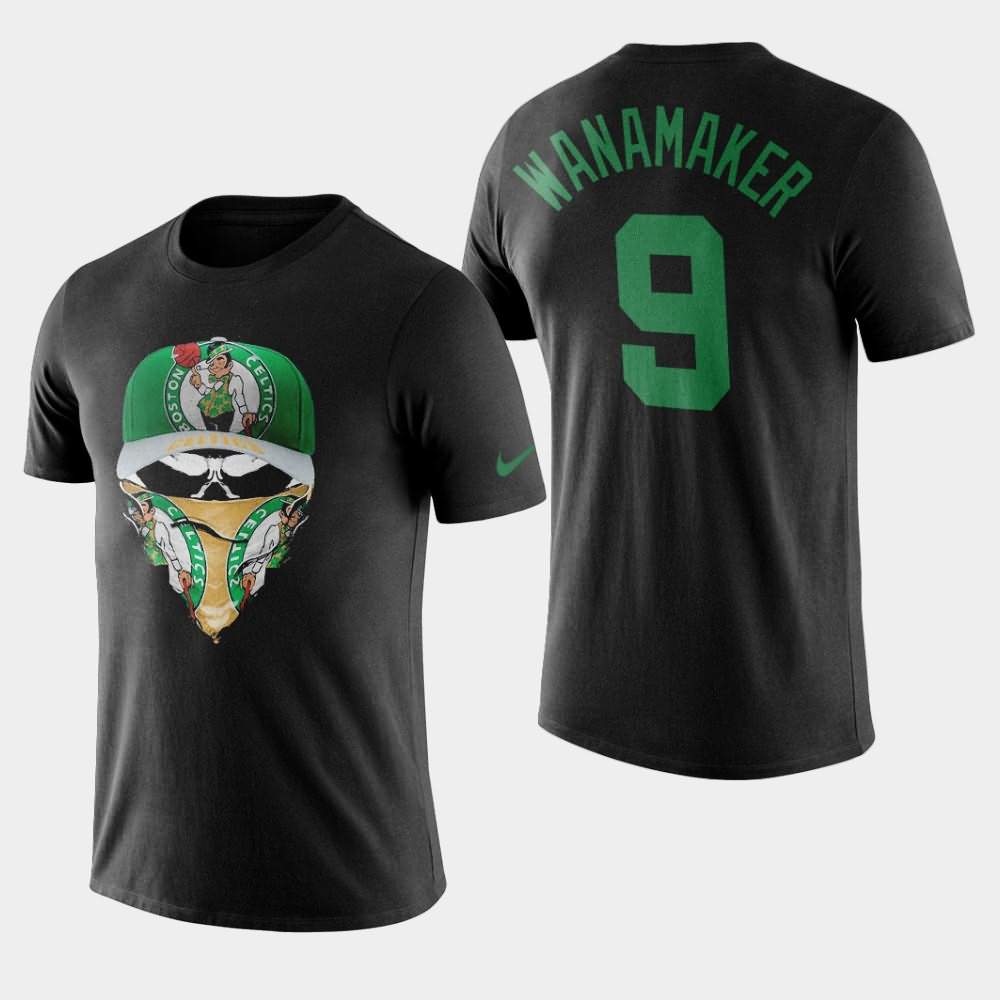 Men's Boston Celtics #9 Brad Wanamaker Black Fuck Covid-19 Skull Mask T-Shirt CMV26E7M