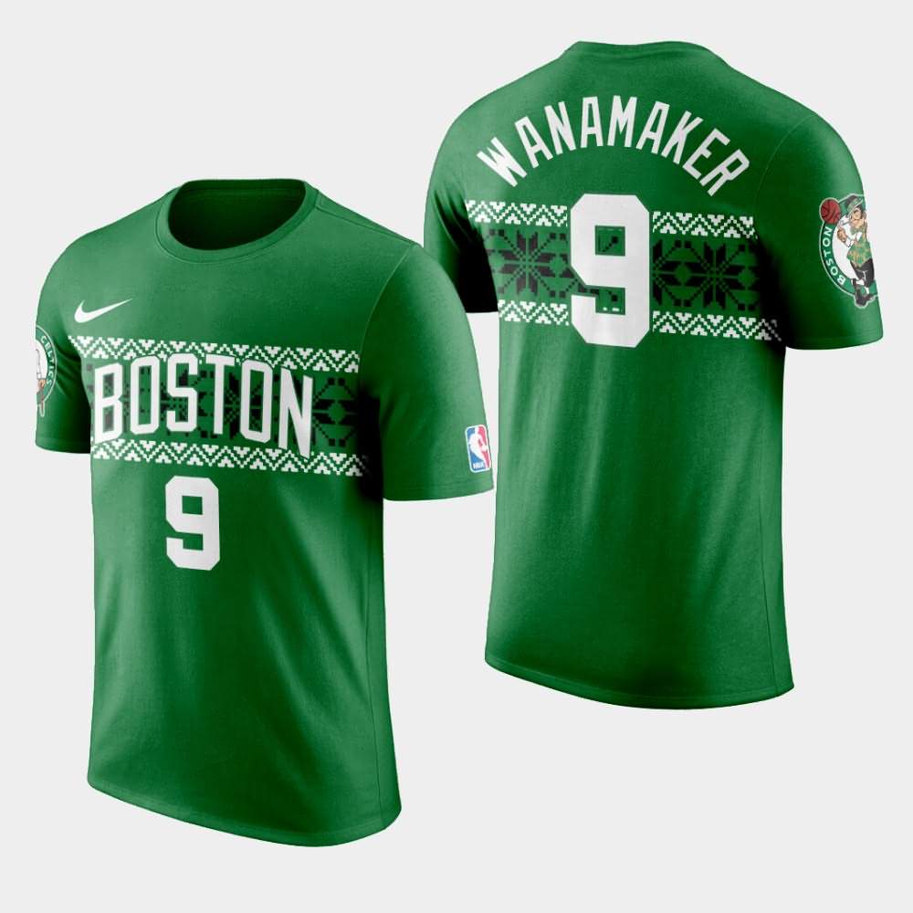 Men's Boston Celtics #9 Brad Wanamaker Kelly Green Ugly Christmas T-Shirt CPS42E5N