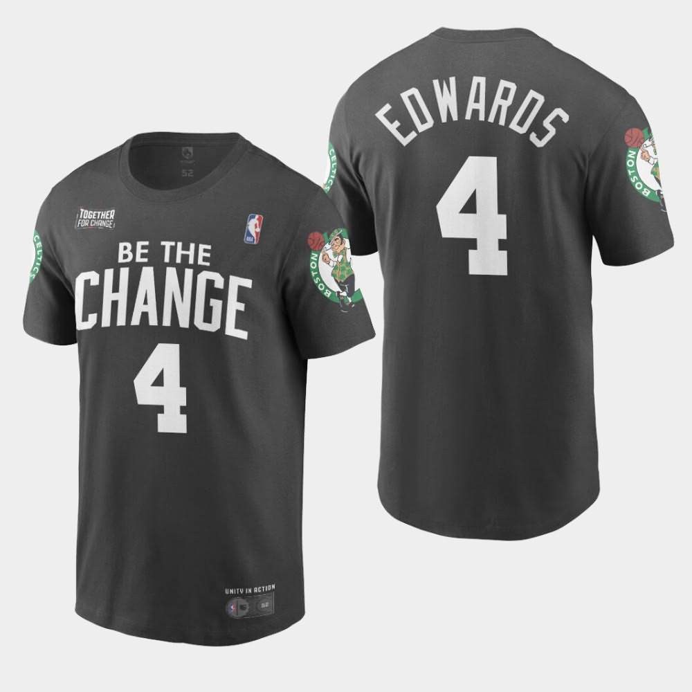 Men's Boston Celtics #4 Carsen Edwards Black Be The Change BLM Statement T-Shirt MMU34E3A