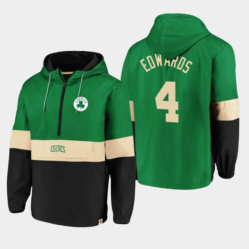 Men's Boston Celtics #4 Carsen Edwards Kelly Green Black Anorak Hoodie Windbreaker Windbreaker Classics Lead Blocker Jacket CMP88E3K