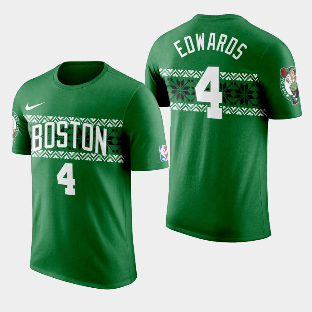 Men's Boston Celtics #4 Carsen Edwards Kelly Green Ugly Christmas T-Shirt NXC15E2R