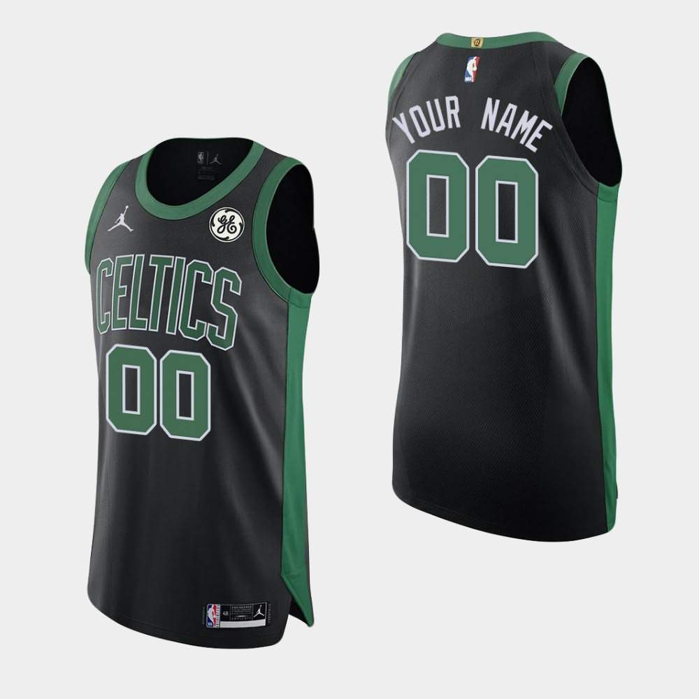 Men's Boston Celtics #00 Custom Black 2020-21 GE Patch Statement Jersey NDZ08E1P