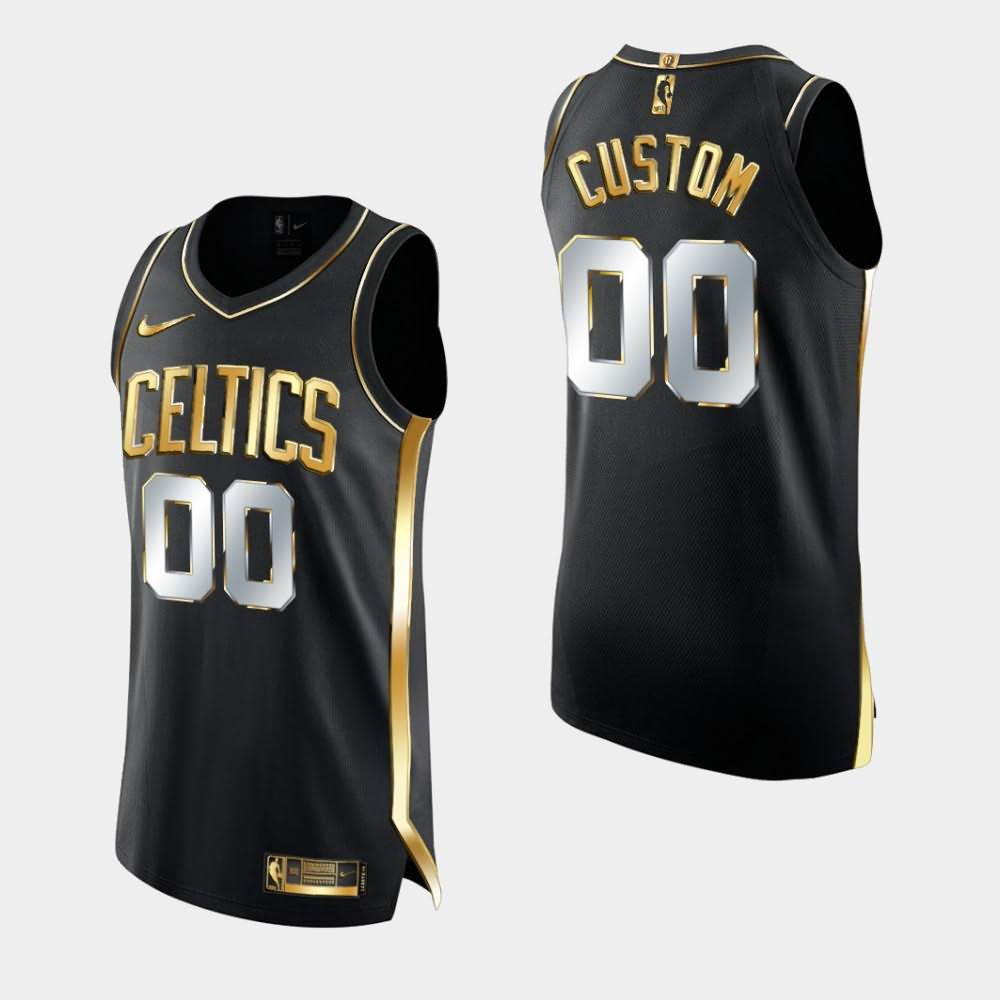 Men's Boston Celtics #00 Custom Black Limited Edition Authentic Golden Jersey ZEV38E2G