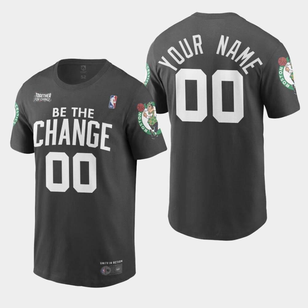 Men's Boston Celtics #00 Custom Black Be The Change BLM Statement T-Shirt VKC84E0N