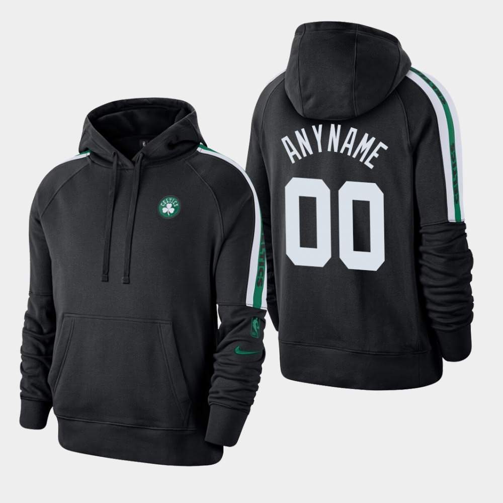 Men's Boston Celtics #00 Custom Black Pullover Courtside Hoodie WZX48E0M