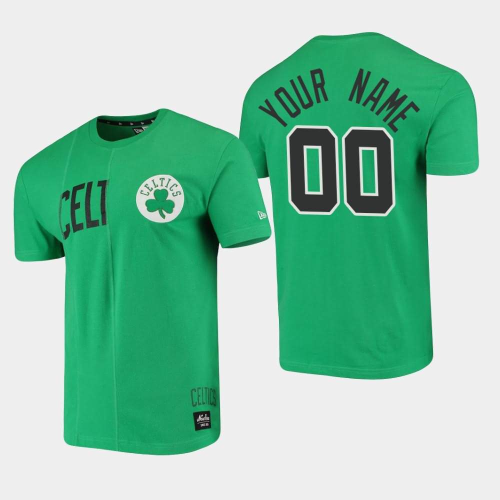 Men's Boston Celtics #00 Custom Green Cut Sew Applique Brushed Wordmark Logo T-Shirt SBZ83E7W