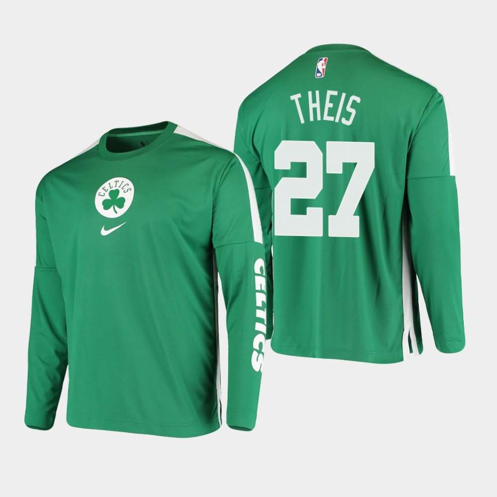 Men's Boston Celtics #27 Daniel Theis Kelly Green Long Sleeve Shooting Performance T-Shirt XQP60E7A