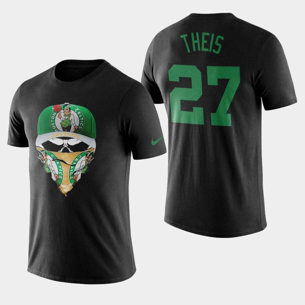 Men's Boston Celtics #27 Daniel Theis Black Fuck Covid-19 Skull Mask T-Shirt TVN46E5G