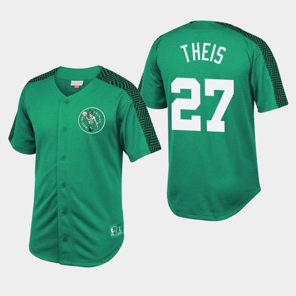 Men's Boston Celtics #27 Daniel Theis Kelly Green Mesh Button Front Winning T-Shirt QLF45E4Q