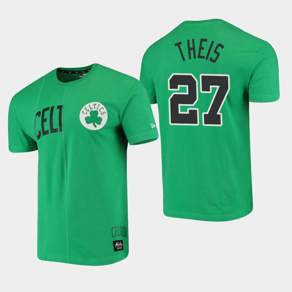Men's Boston Celtics #27 Daniel Theis Green Cut Sew Applique Brushed Wordmark Logo T-Shirt SOW66E7G