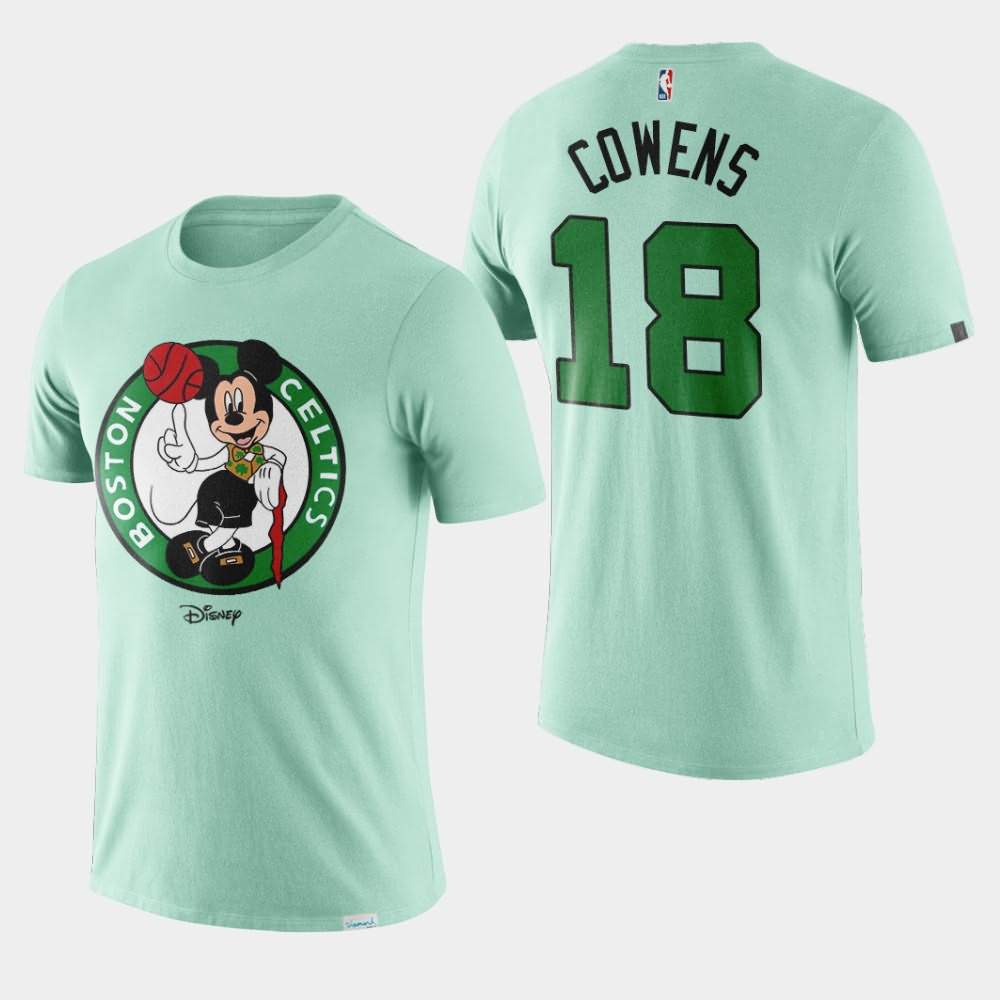 Men's Boston Celtics #18 David Cowens Green Mickey Mouse Disney X NBA Mascot Crossover T-Shirt UEG36E0D