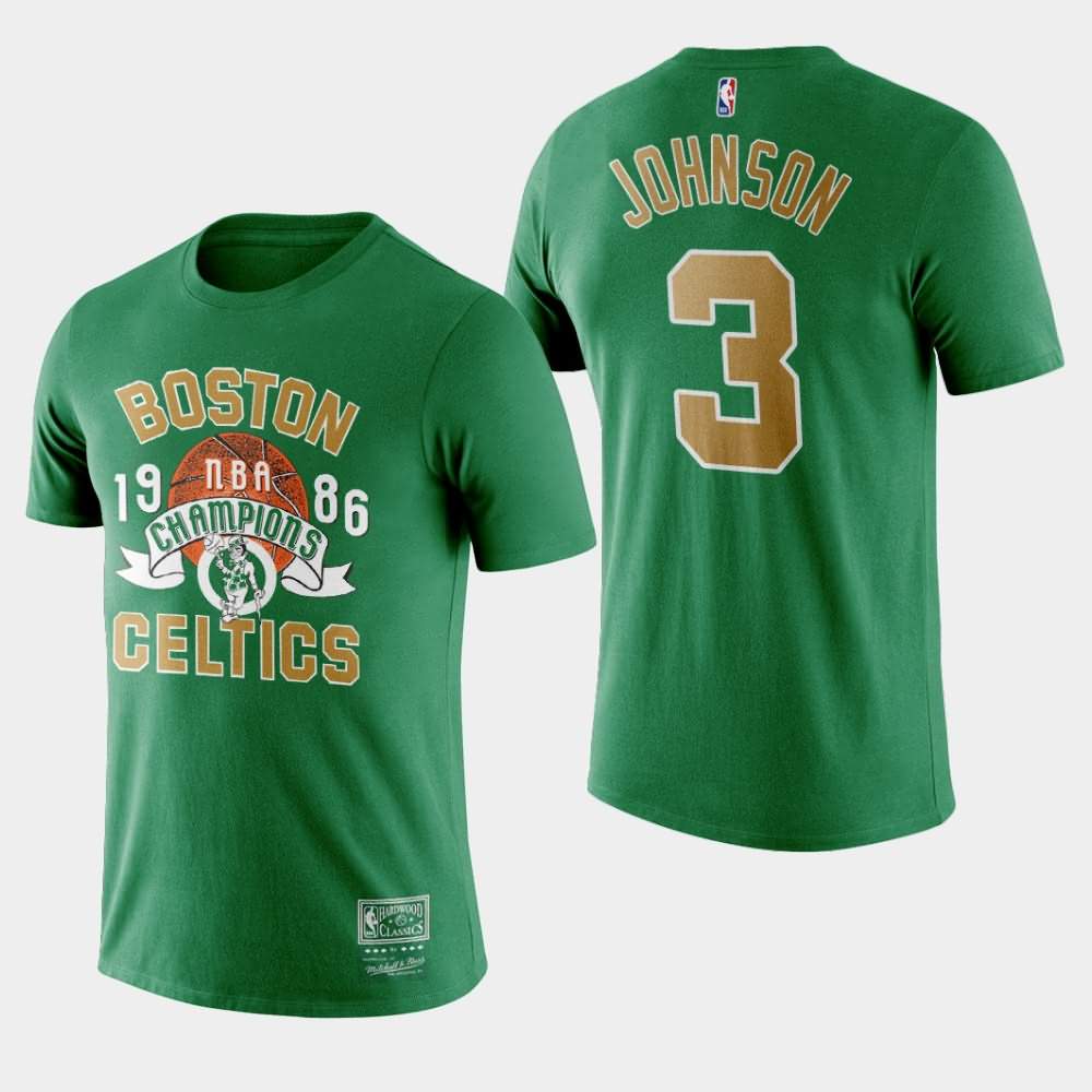 Men's Boston Celtics #18 Dennis Johnson Green 34th Anniversary 1986 Finals Championship T-Shirt XMQ51E6J