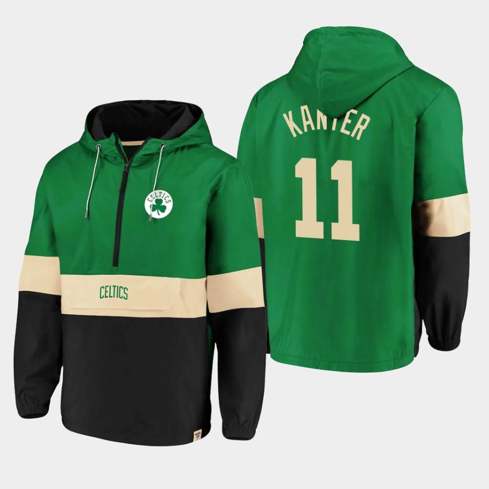 Men's Boston Celtics #11 Enes Kanter Kelly Green Black Anorak Hoodie Windbreaker Windbreaker Classics Lead Blocker Jacket DJJ61E4Y
