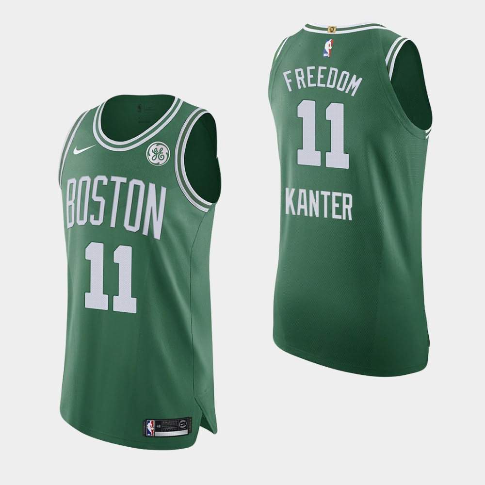 Men's Boston Celtics #11 Enes Kanter Green Icon GE Patch Freedom Orlando Return Jersey OOU81E3E