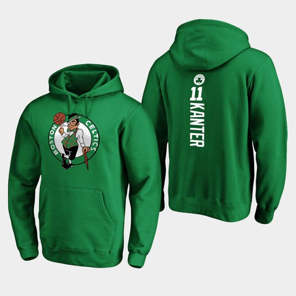 Men's Boston Celtics #11 Enes Kanter Kelly Green Pullover Playmaker Hoodie WPU07E5V