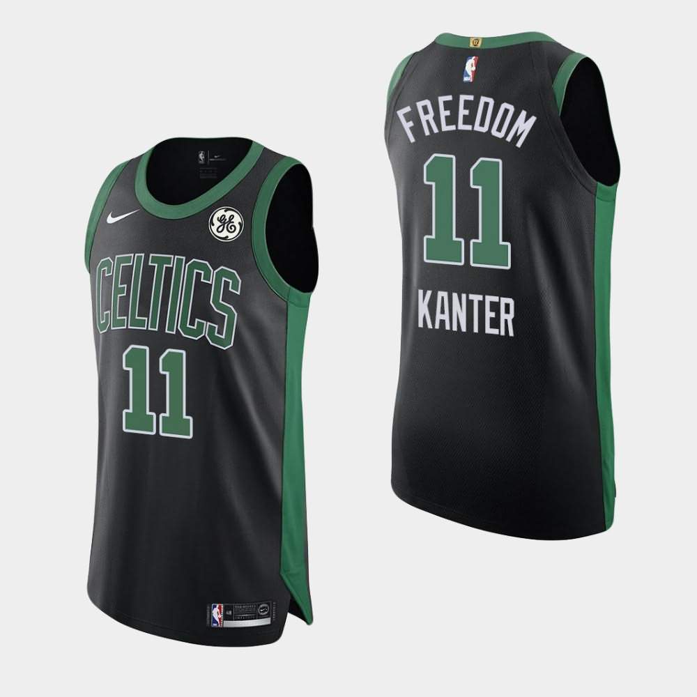 Men's Boston Celtics #11 Enes Kanter Black Statement GE Patch freedom Orlando Return Jersey DBR61E4C