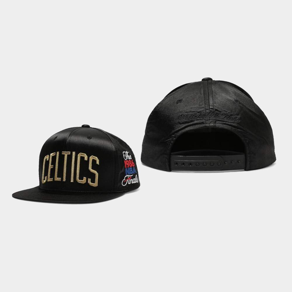 Men's Boston Celtics Black Snapback Gold Toile Hat LON81E0B