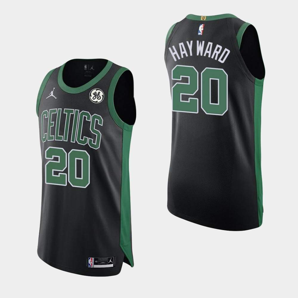 Men's Boston Celtics #20 Gordon Hayward Black 2020-21 GE Patch Statement Jersey VDW85E0R