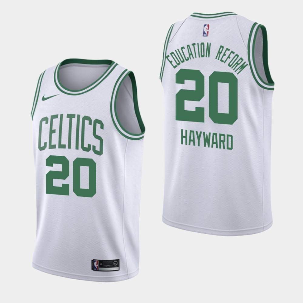 Men's Boston Celtics #20 Gordon Hayward White Association Education Reform Orlando Return Jersey WZM75E3C