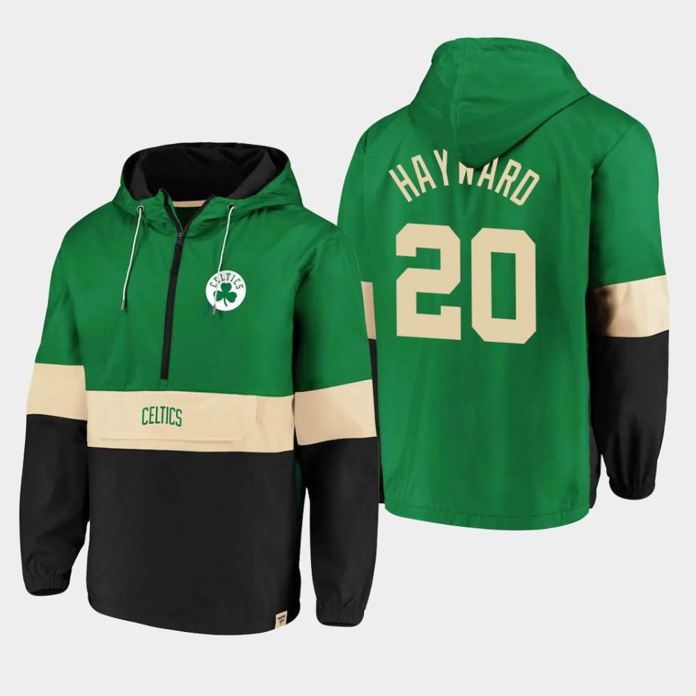 Men's Boston Celtics #20 Gordon Hayward Kelly Green Black Anorak Hoodie Windbreaker Windbreaker Classics Lead Blocker Jacket NKE25E2C